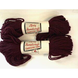 Lot of 2 40 yard Lady Handicraft  tapestry wool yarn #414‎ Winetone